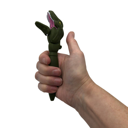 Streamline Clackity-Clack Dinosaur Pens in display packaging, ABS construction