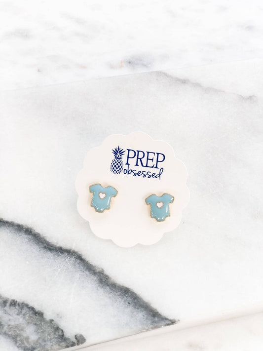Baby onesie enamel stud earrings, 1/2 inch top post, by Prep Obsessed Wholesale