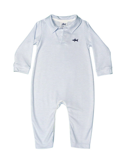 SBC Signature Pima Polo Romper Blue Stripe