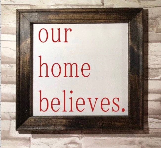 Works of Panglossian - Our Home Believes- Belief In Santa Framed Canvas Home Decor