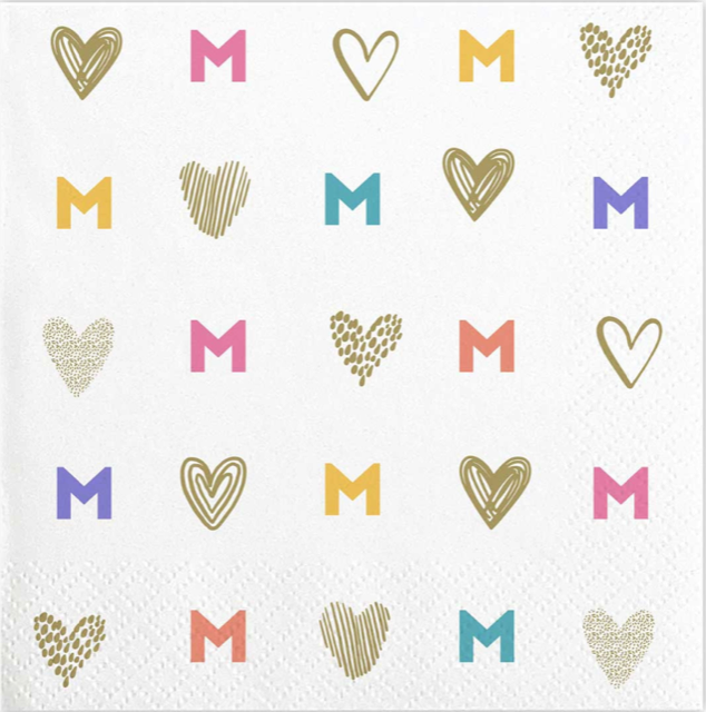 Mom Heart Napkin 5" square by Slant, set of 20 count