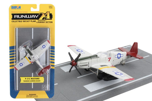 Daron die-cast P51 Tuskegee Airmen airplane model with foam rubber runway