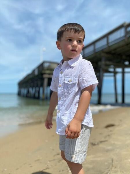 White Anchor Print Short Sleeved Shirt