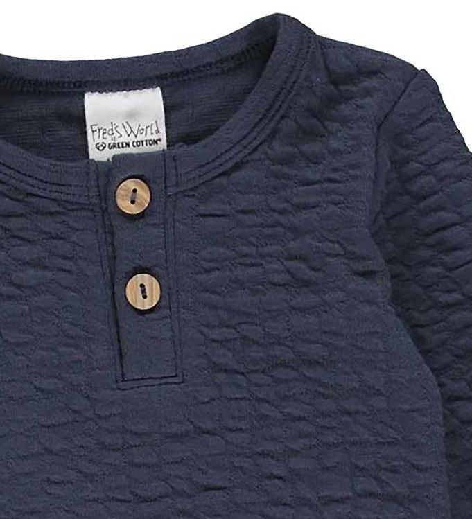 Fred's World Jacquard Navy Long Sleeved Onesie