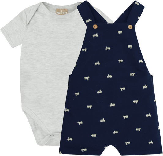 Milon Grey Onesie with polo collar and embroidered scooter motif