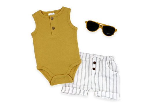 3 Piece Sunglass Set: Mustard Striped