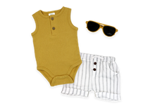 Load image into Gallery viewer, Rose Textiles - 3 Piece Sunglass Set: Mustard Striped
