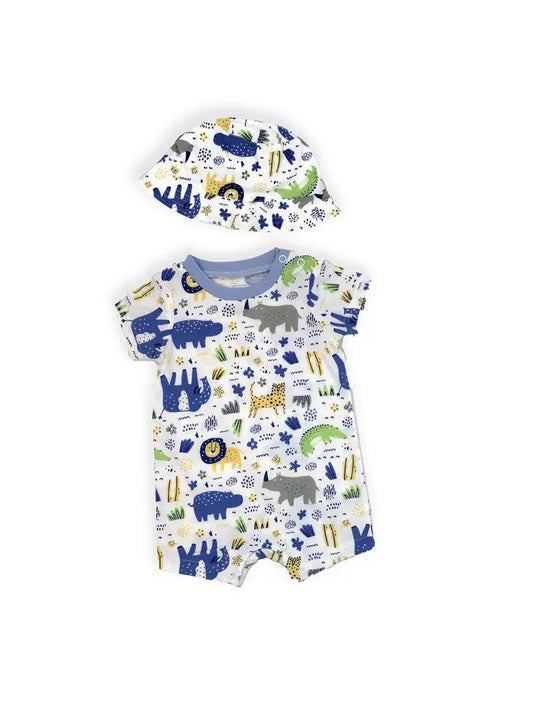 2 Piece Romper Set: Zoo Animal