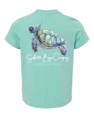 Saltwater Boys loggerhead turtle graphic tee in 100% cotton with logo pocket detail