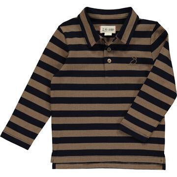 Me & Henry Sumter Beige and Navy Pique Polo