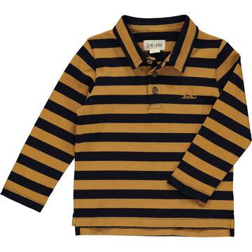 Me & Henry Sumter Mustard and Navy Stripe Pique Polo