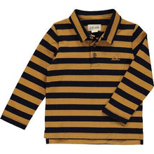 Load image into Gallery viewer, Me &amp; Henry Sumter Mustard and Navy Stripe Pique Polo
