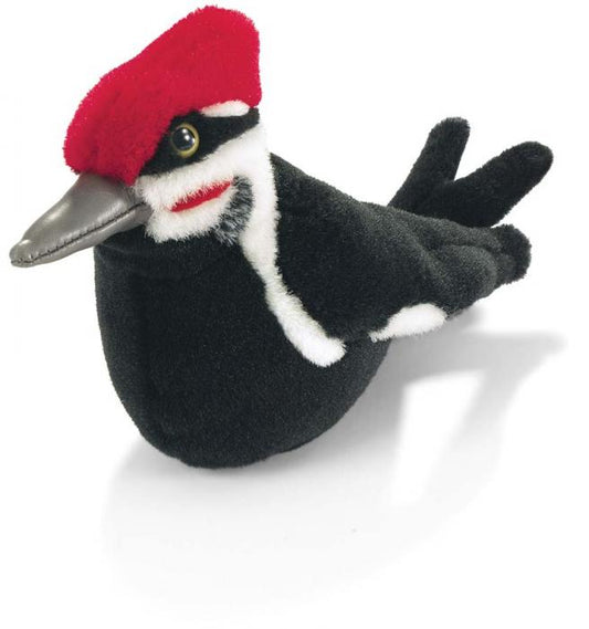 Wild Republic Pileated Woodpecker 4-inch stuffed animal with red crest and black-white plumage