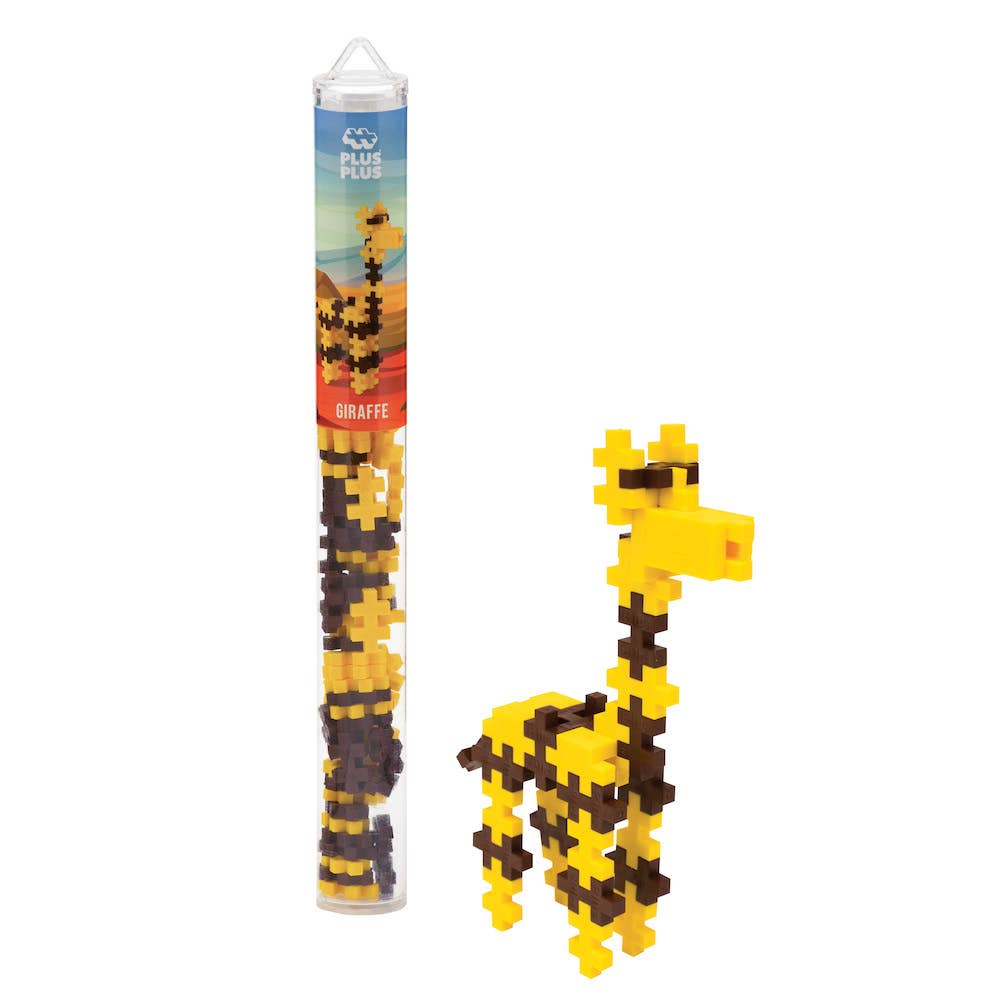 Plus-Plus Tube Giraffe building set with 70+ interlocking plastic pieces and reusable container