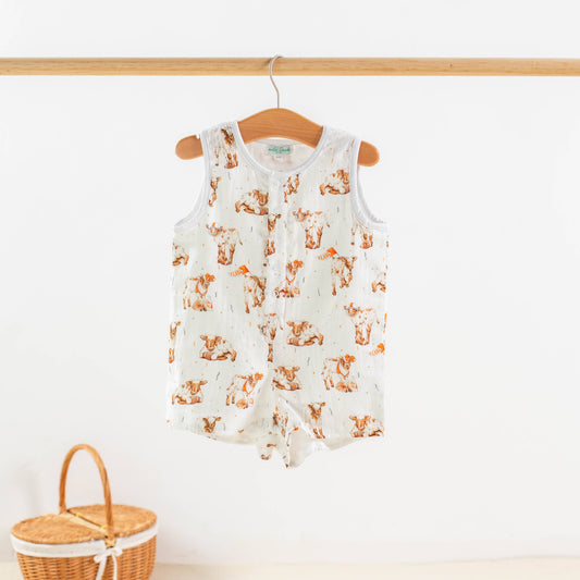 Most Valuable Calf organic muslin jon jon shortall with calf print and snap bottom closures
