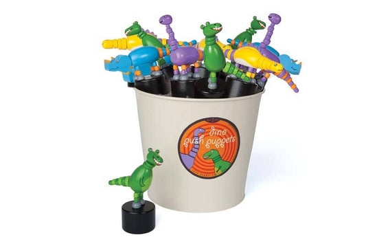 Jack Rabbit Creations wooden dinosaur push puppets with moving parts