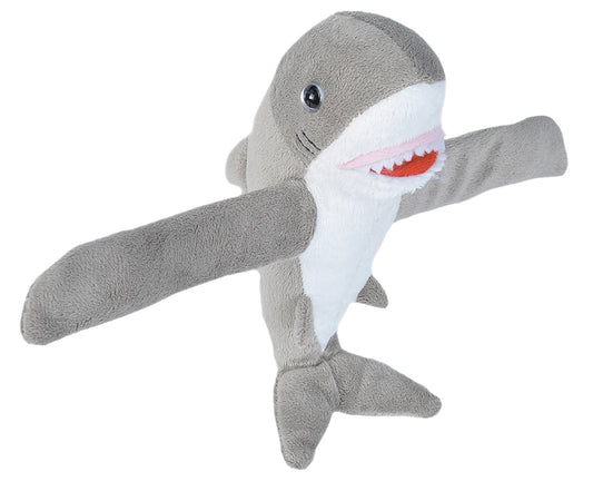 Huggers Great White Shark 8-inch stuffed animal by Wild Republic, gray and white plush with lifelike details