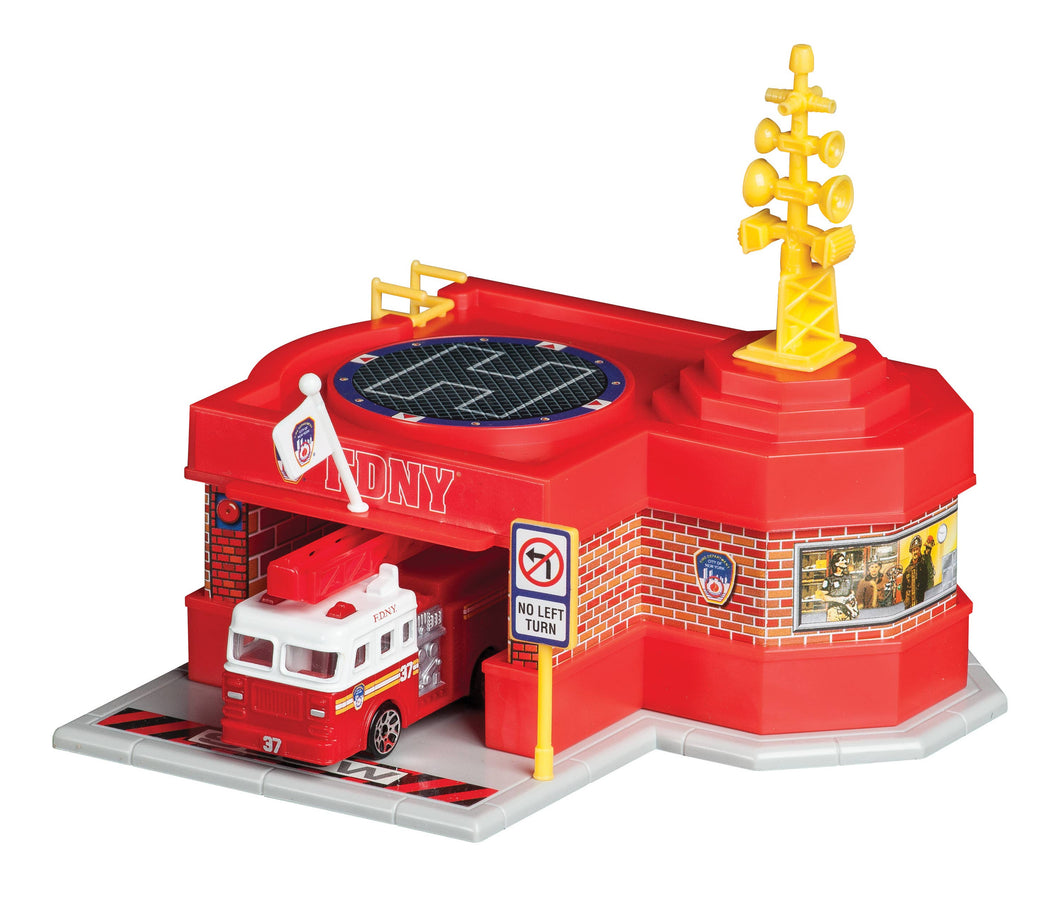 Daron Worldwide Trading - RT8720 FDNY Mini Fire Station w/1vehicle by Daron Toys