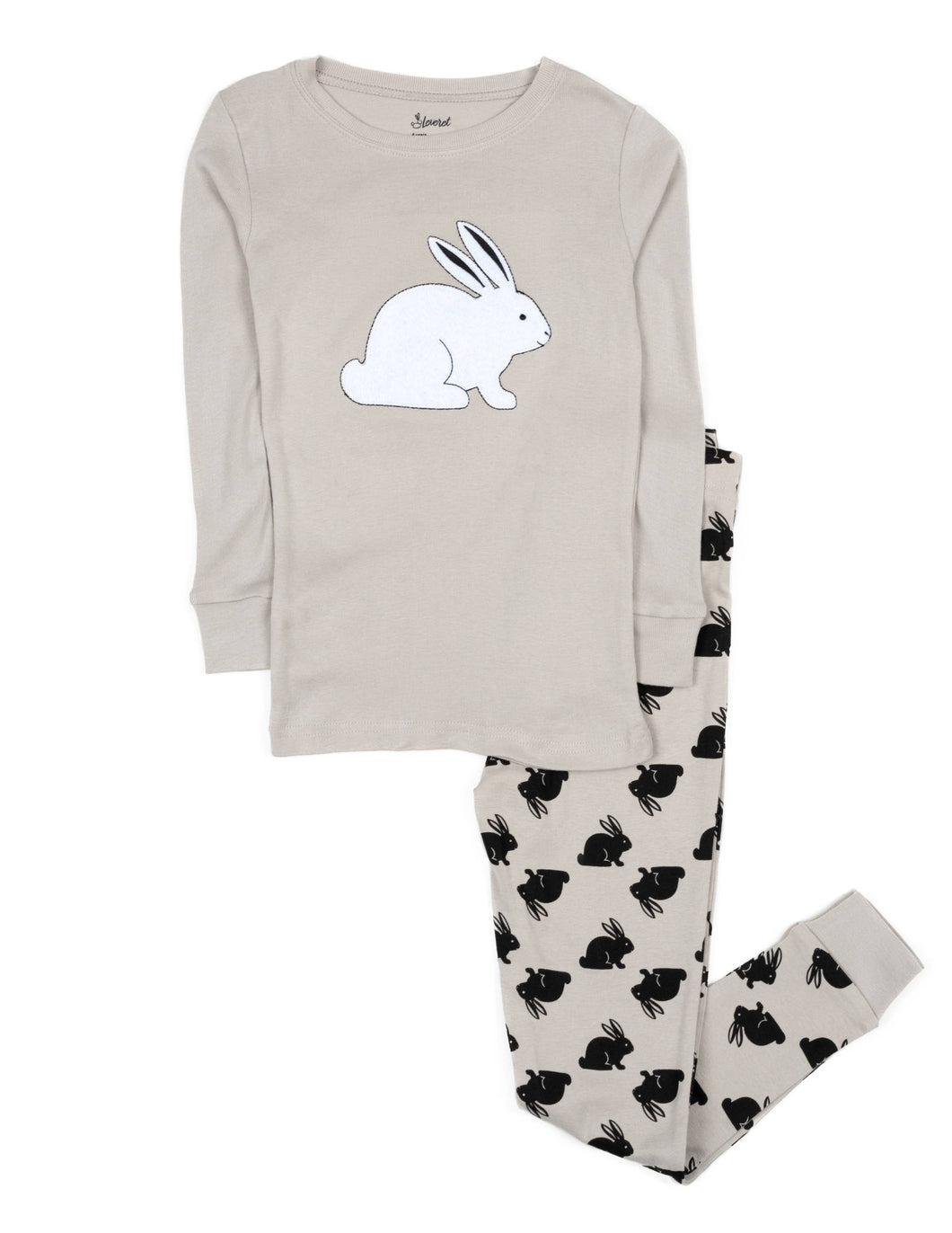 Leveret Pajamas - Kids Two Piece Cotton Pajamas Bunnies: BUNNY RABBIT GREY