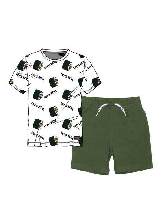 Silver Jeans boys' set: Let's Roll cotton tee with coordinating knit shorts