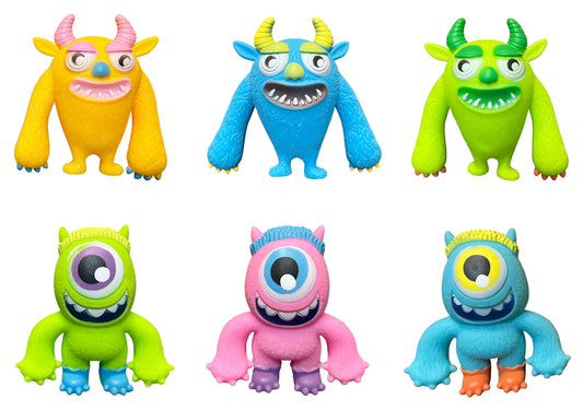 Assortment of Squeeze & Light Up Monsters activity toys in silicone, 2 styles across 4 colors