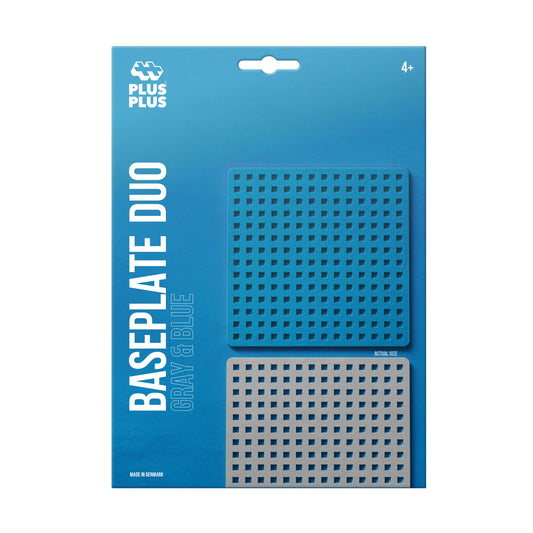 Plus-Plus LV Baseplate Duo: one gray and one blue baseplate for building structures and creative scenes