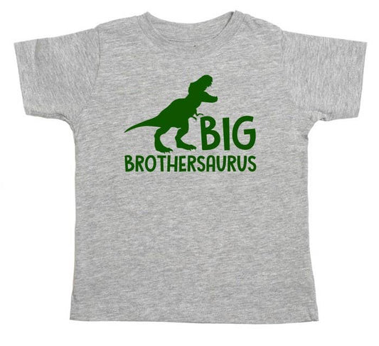 Big Brothersaurus heather gray short-sleeve tee with green graphic by Sweet Wink