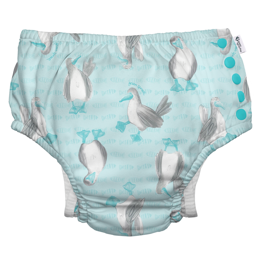 Green Sprouts - Eco Snap Swim Diaper with Gusset (Galapagos Collection) - Blue Footed Boobies