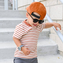 Load image into Gallery viewer, Tiny Trendsetter Inc. - Unisex Baby T-Shirt - Terracotta Stripe: 12-18 Momnths
