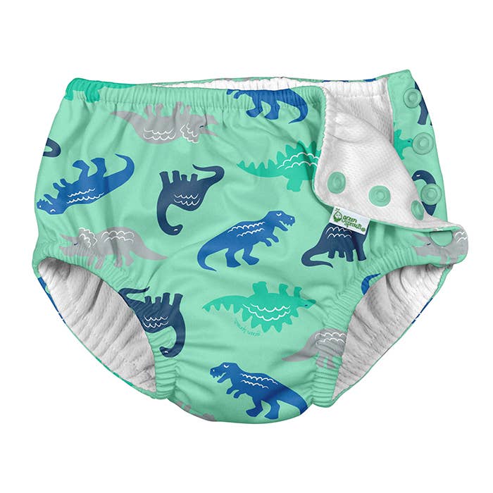Green Sprouts - Snap Reusable Absorbent Swimsuit Diaper - Dino Print