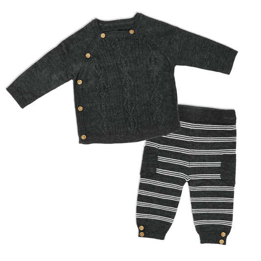Boys 2 Piece Knit Set: Grey
