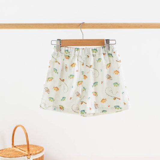 Gone Fishing Organic Muslin Shorts