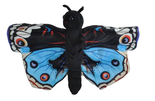 Wild Republic Huggers blue pansy butterfly stuffed animal, 8 inches