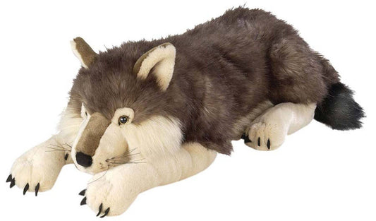 30-inch Cuddlekins Jumbo Wolf stuffed animal by Wild Republic with lifelike gray detailing