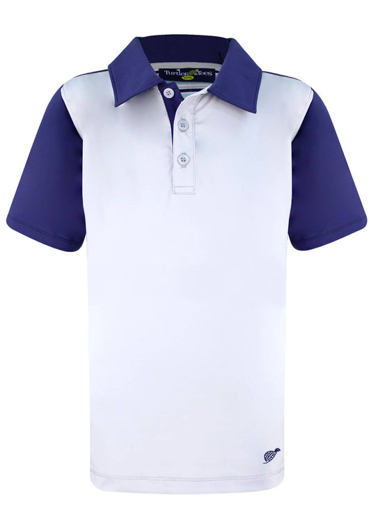 Boy's Performance Polo Shirt - Grey with Navy