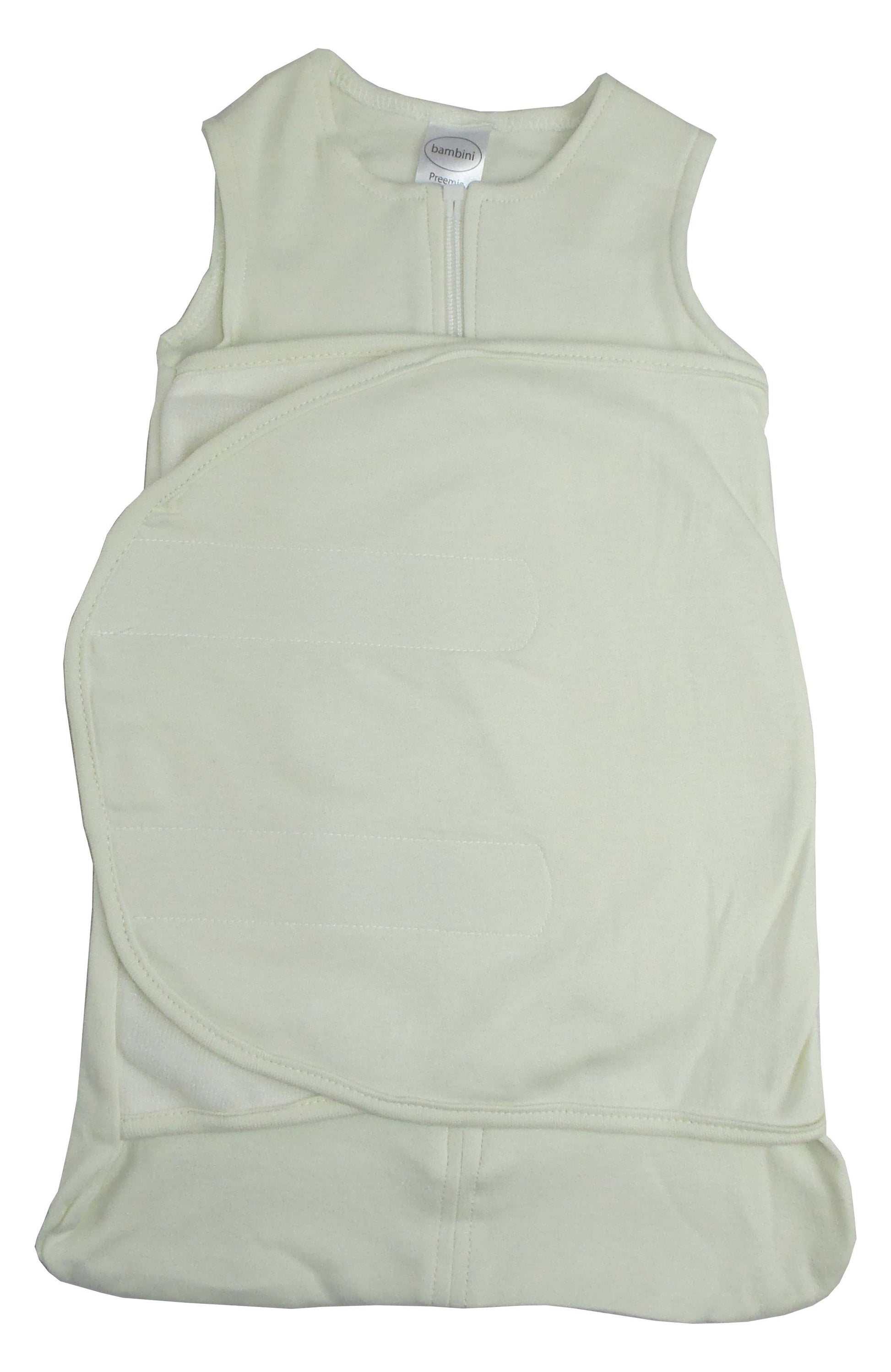 Off-white 100% cotton preemie swaddle blanket with Velcro closure by Bambini Infant Wear