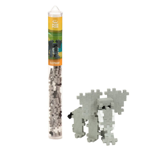 Plus-Plus Tube Elephant activity toy with 70+ interlocking plastic pieces and reusable container