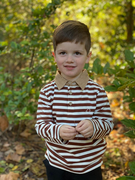 Me & Henry Waverly Brown Stripe Polo